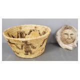 Native American figural woven basket & Inuit