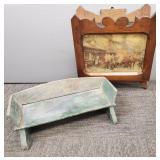 2 antique/ vintage wood items: small child's (?)