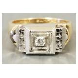14K gold men's ring s/w diamonds- 10.3g; size 12