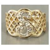14K gold 'S' ring 3.1g; size 5 /12