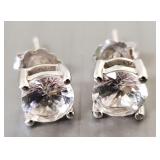 14k gold white gold earrings s/w stones 1.4g
