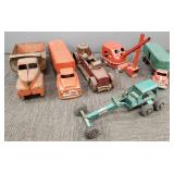 6 vintage steel trucks incl Buddy L Texaco, Tonka