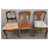 3 antique side chairs: pair Empire style & 1