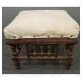 Antique Victorian fretwork upholstered footstool-