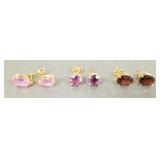 3 pr. 14k earrings s/w colored stones- 5.4g total