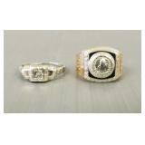 2 vintage gold rings- 7.3g total - 14K white gold