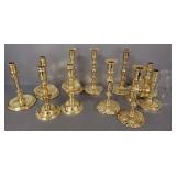 12 Baldwin brass candlesticks- 9' tallest