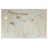 Gp sterling, etc necklaces incl Tiffany heart, etc