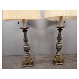 2 Stiffel brass table lamps w/ shades 41'T