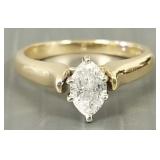 14k gold & marquise natural diamond ring-