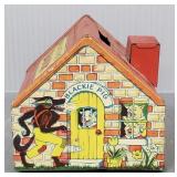 Chein tin litho Three Little Pigs bank (no key) 3'