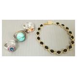 4 pcs jewelry incl sterling silver rings s/w
