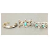 3 Southwest Native American silver cuff bracelets: