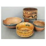4 pcs antique/ vintage rosemaled, etc. woodware-