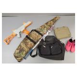 Gp outdoor items incl bat, gun cases, Eddie Bauer