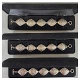 3 N.O.S. sterling silver bracelets- 115g total-