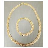 Italy tri-color braided sterling silver necklace &