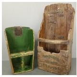 2 antique wood grain scoops incl stamped Nabisco