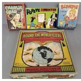4 vintage games incl Popeye printer, Charlie Chan,