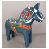 12' Blue Swedish Dala horse w/ label