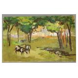 Bratnober signed oil on canvas- cows- unframed