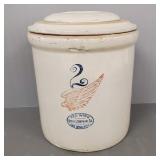 2 gallon Red Wing crock w/ Red Wing cover (crock