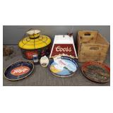 Gp beer items incl Mpls. Brewing mug, trays,