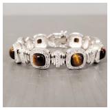 N.O.S. sterling silver tiger's eye & CZ bracelet-