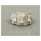 10k white gold & CZ ring- 5.8g, sz 7 (missing 1