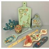 Gp asst. rosemaled woodware- some signed