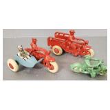 3 vintage cast iron toy motorcycles- 4.5' largest