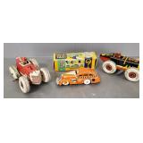 3 Marx tin wind-up toy cars: Tricky taxi w/ box &