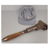 2 railroad items: NPR monkey wrench & hat w/ Great