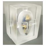 3 piece art glass face sculpture- 4 1/4' x 3 1/4'