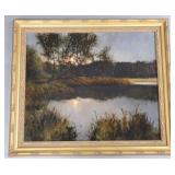 SIgned (illegibly) impressionistic oil painting on