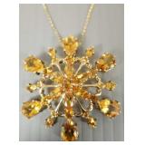 Large 1 3/4' pendant s/w citrines set in