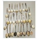 29 sterling silver vintage souvenir spoons w/