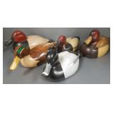 5 asst. wood duck decoys incl signed Dave