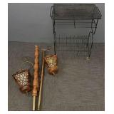 VIntage metal rolling stand & pole lamp -