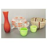 5 pcs art glass incl turtle form bowl, etc-