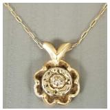 14k gold & diamond pendant necklace- 1.5g,