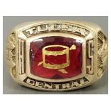 10k gold class ring s/w red stone- 11.2g,