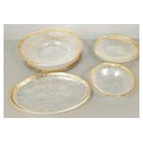 7 pcs Italy gold rimmed glacier ice dishes, bowls,