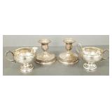 4 pcs weighted sterling silver: cream/ sugar &