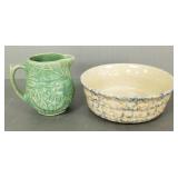 vintage adv spongeware bowl (crack) 8.25' dia &