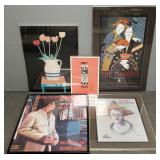 5 large framed theater, etc posters incl