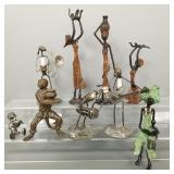 9 metal sculpture incl bronze, etc- 11.5' tallest