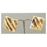 14K gold modern design earrings 1.5g, 3/4' sq.