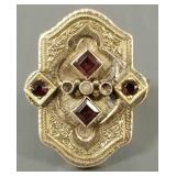 Antique 10k gold ring s/w garnets, etc- 5.8g, sz 9