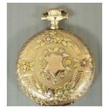 14k multi-colored gold Illinois 17j pocket watch-